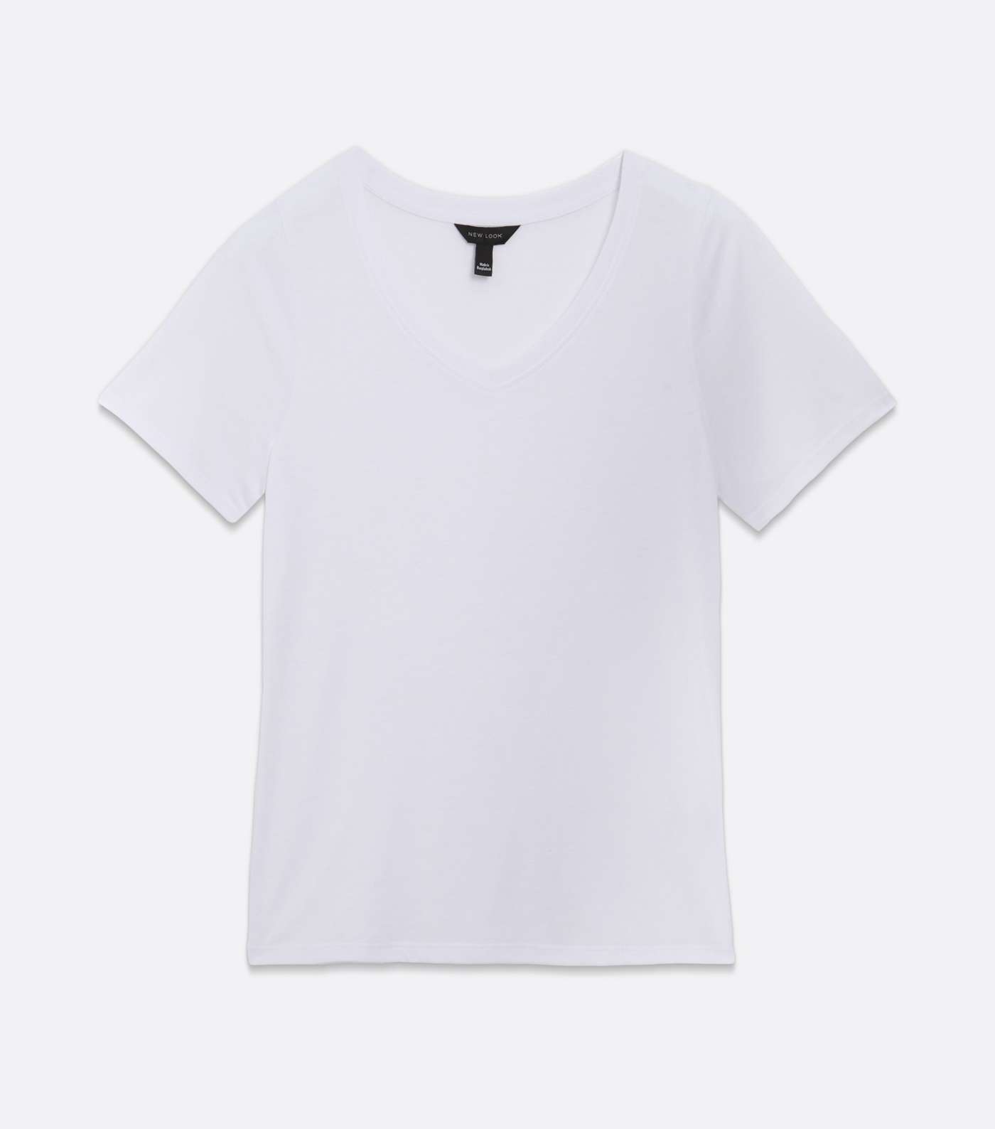 White Jersey V Neck T-Shirt Image 5