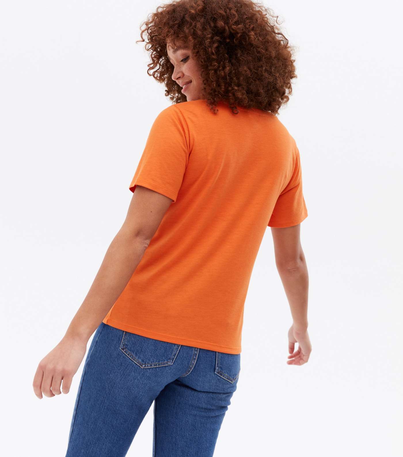 Bright Orange Jersey V Neck T-Shirt Image 4