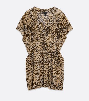 Click to view product details and reviews for Brown Leopard Print Jersey Beach Kaftan New Look.