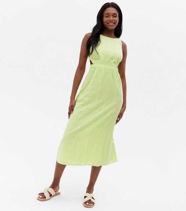 Light Green Cut Out Cross Back Midi Dress