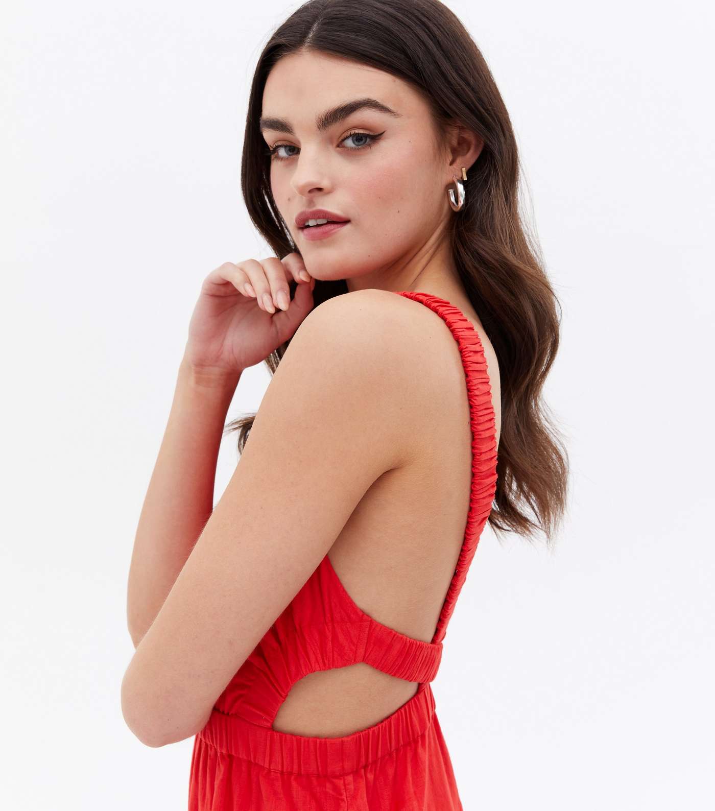 Red Cut Out Cross Back Midi Dress Image 2