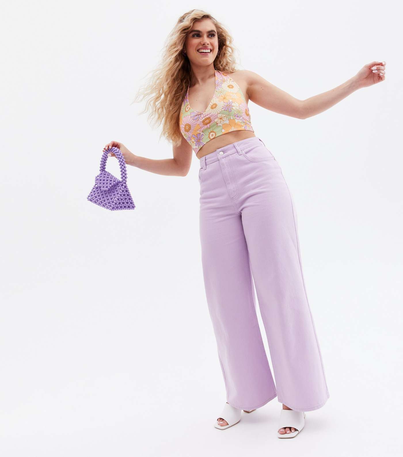 Turn up the Volume Lilac Extreme Wide Leg Jeans Image 2