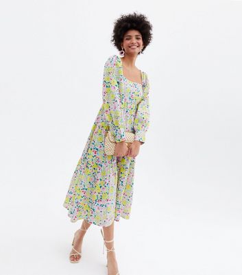 new look green ditsy floral dress