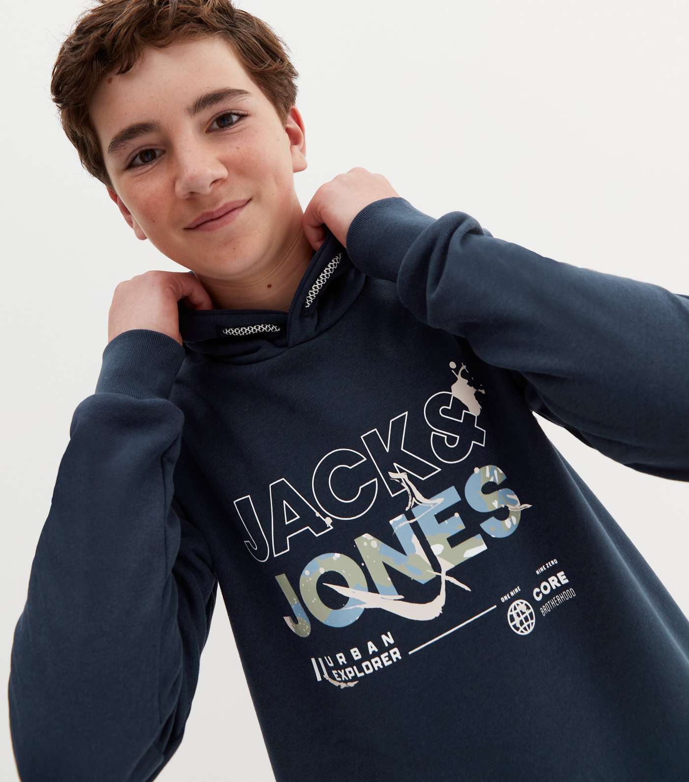 Jack & Jones Junior Navy Camo Logo Hoodie Image 3