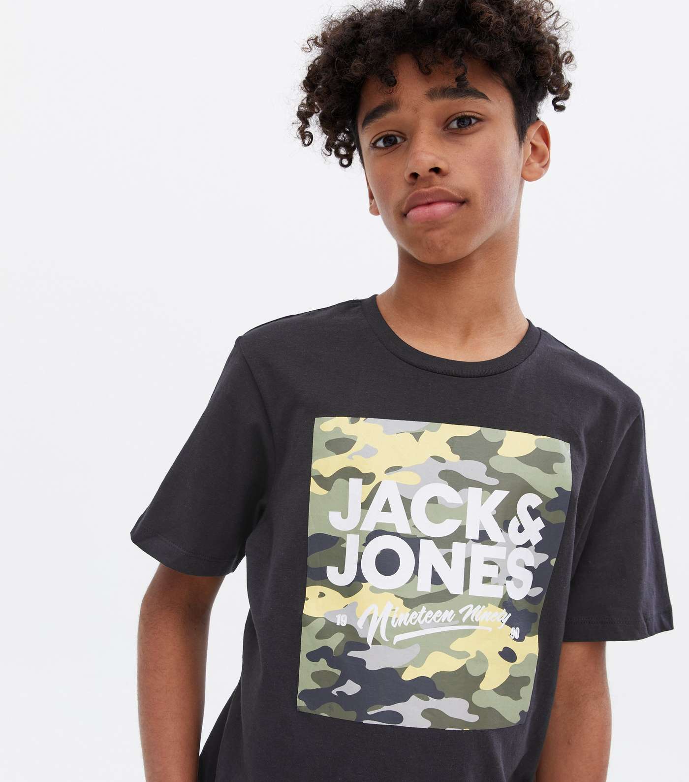 Jack & Jones Black Camo Logo T-Shirt Image 3