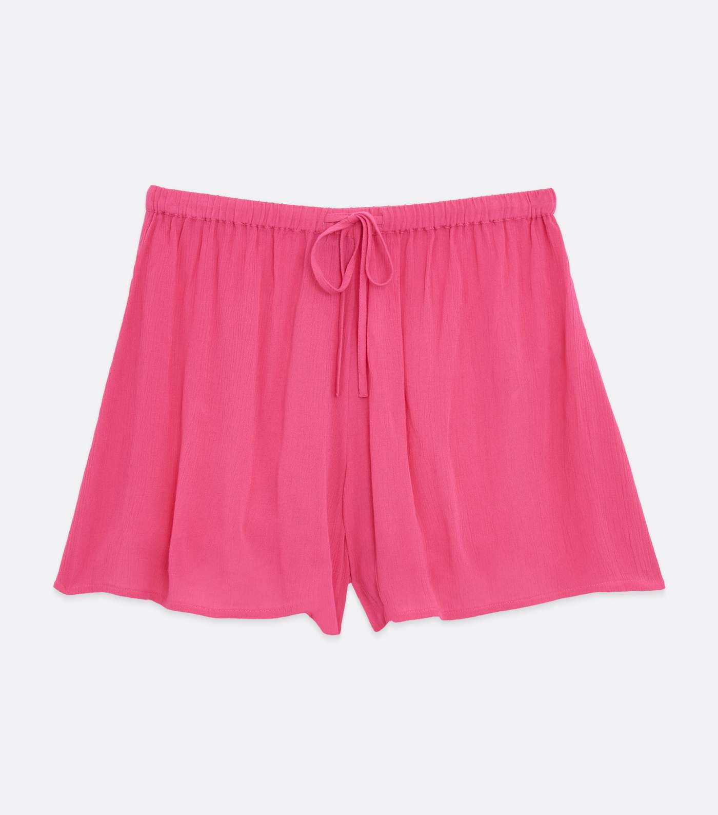 Bright Pink Crinkle Tie Waist Beach Shorts Image 5