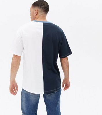 Herrenmode Bekleidung für Herren Navy Spliced Varsity Logo T-Shirt Herrenmode Bekleidung für Herren Navy Spliced Varsity Logo T-Shirt