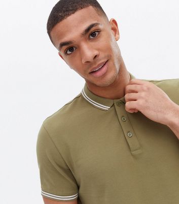 Khaki Pique Collar Polo Shirt New Look