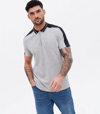 grey short sleeve polo shirt