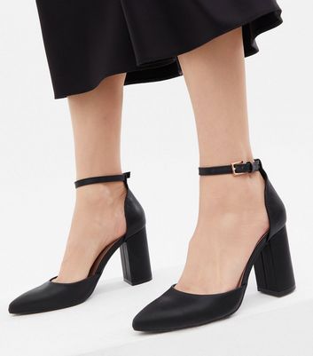 Click to view product details and reviews for Black Pointed Block Heel Court Shoes New Look Vegan.