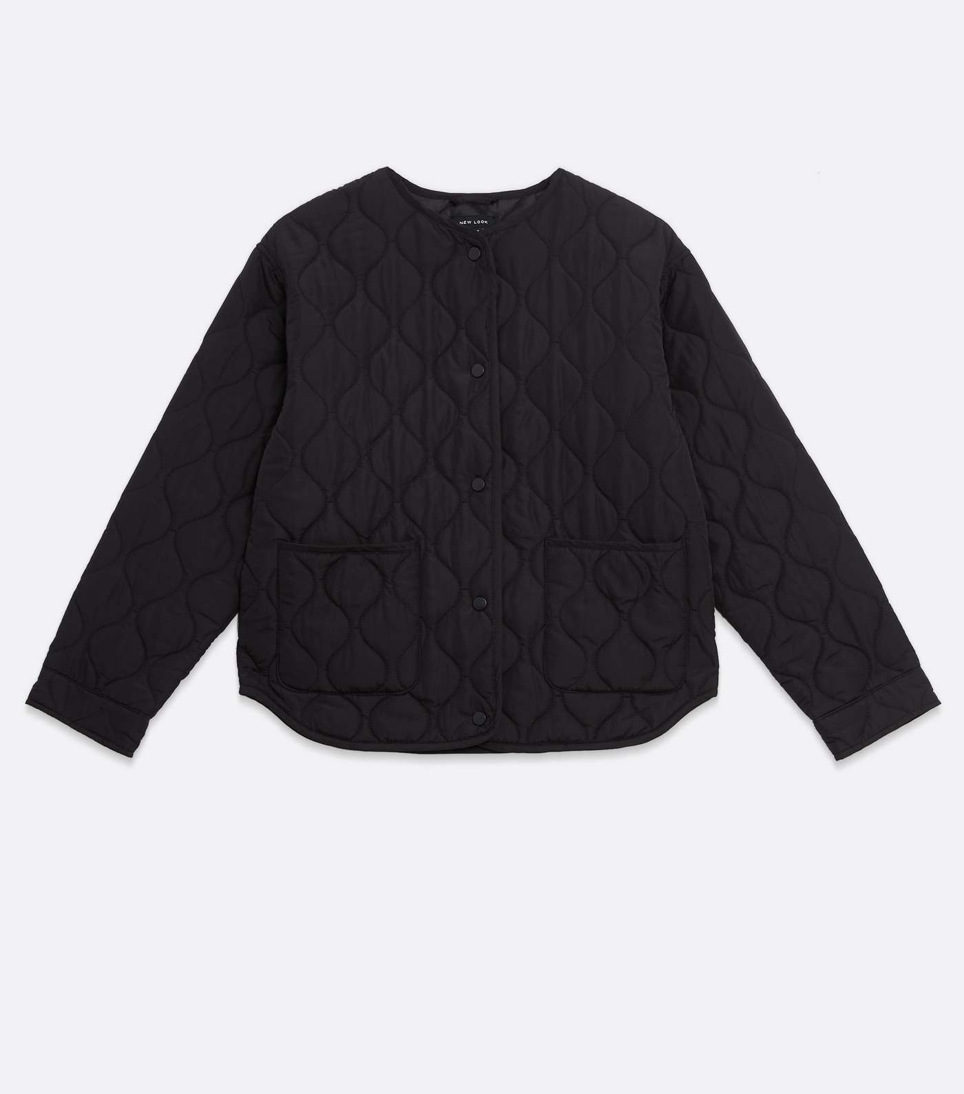 Black Quilted Collarless Jacket Image 5