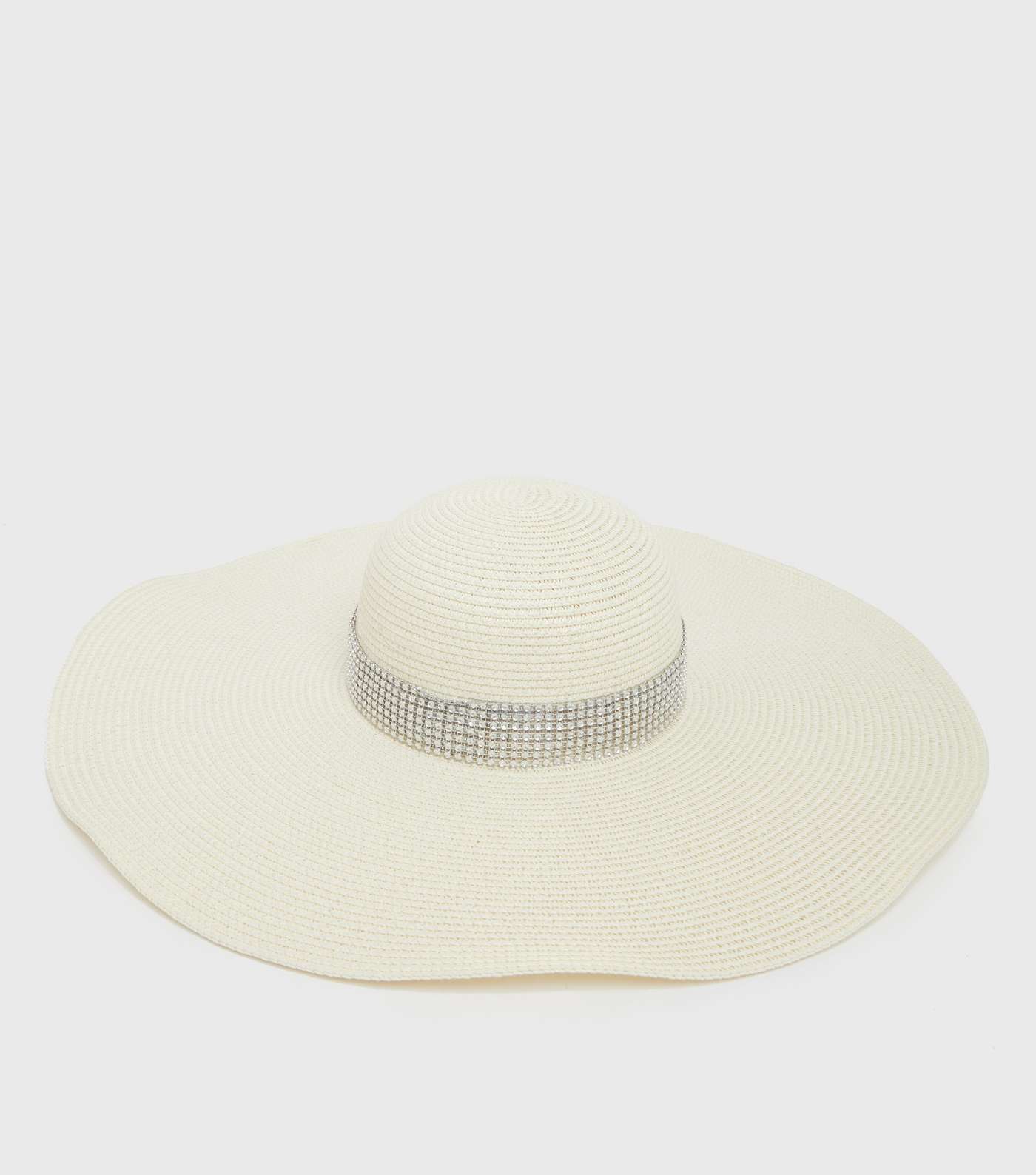Oh So Chic Cream Diamanté Floppy Hat Image 2