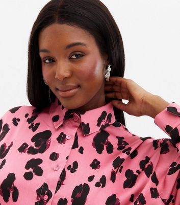 Pink Leopard Print Satin Oversized 