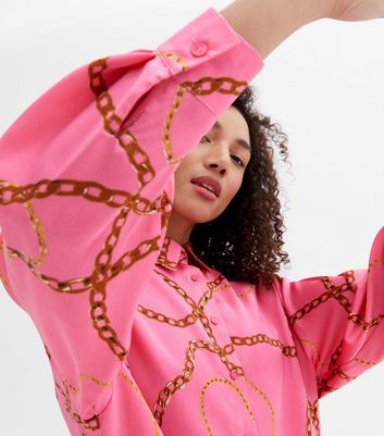 new look pink satin shirt