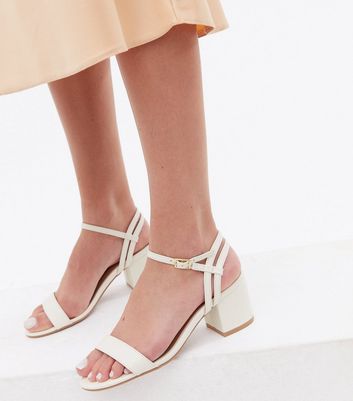 White Strappy Block Heel Sandals New Look