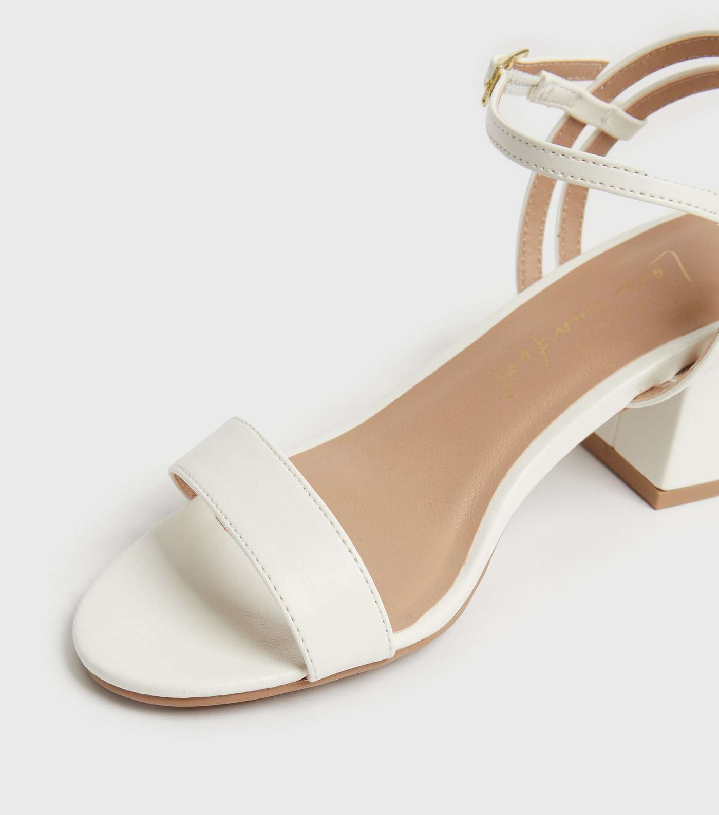 White Strappy Block Heel Sandals Image 4