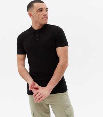 Black Short Sleeve Muscle Fit Polo Shirt