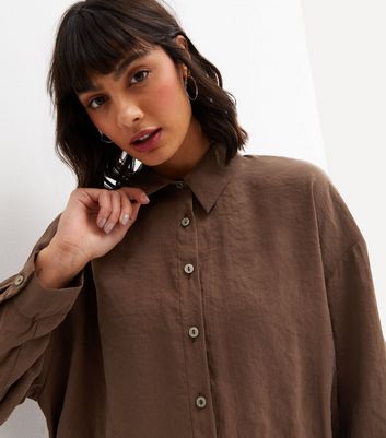 long sleeve brown shirts