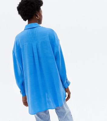 Click to view product details and reviews for Bright Blue Long Sleeve Oversized Shirt New Look.