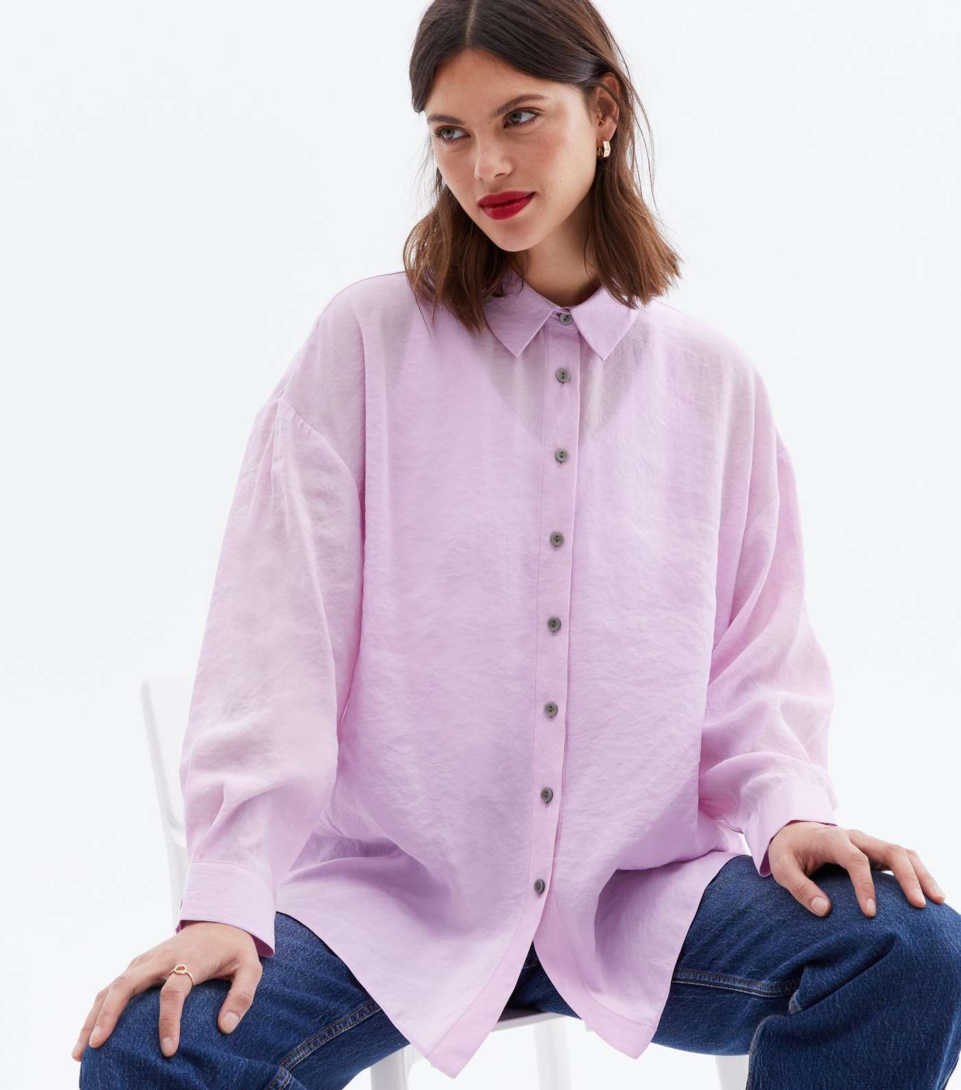 Lilac Long Sleeve Oversized Shirt