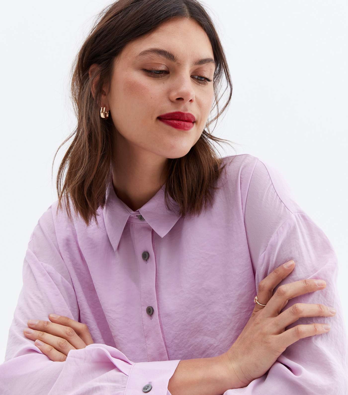 Lilac Long Sleeve Oversized Shirt Image 3