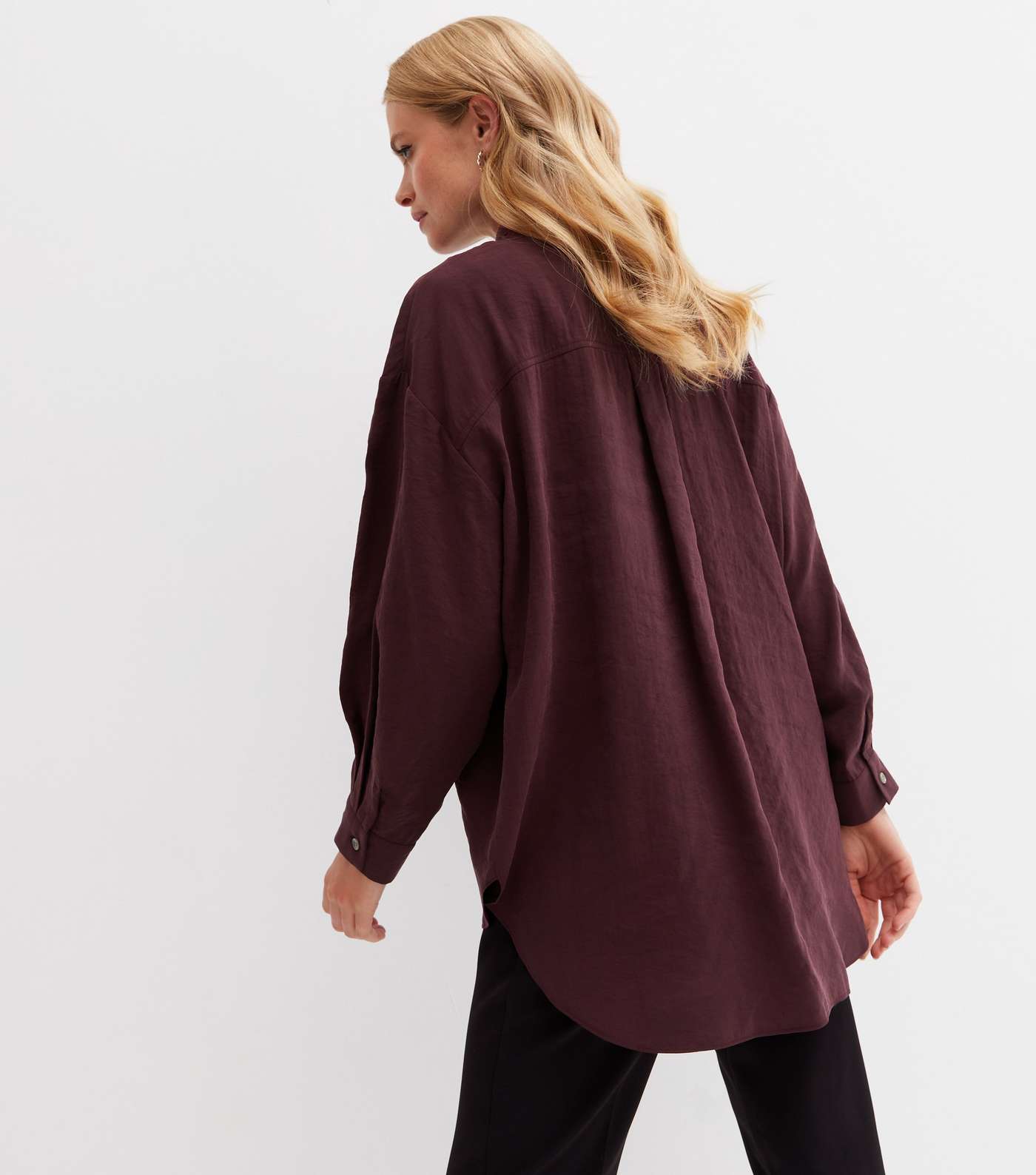 Burgundy Long Sleeve Oversized Shirt Image 4