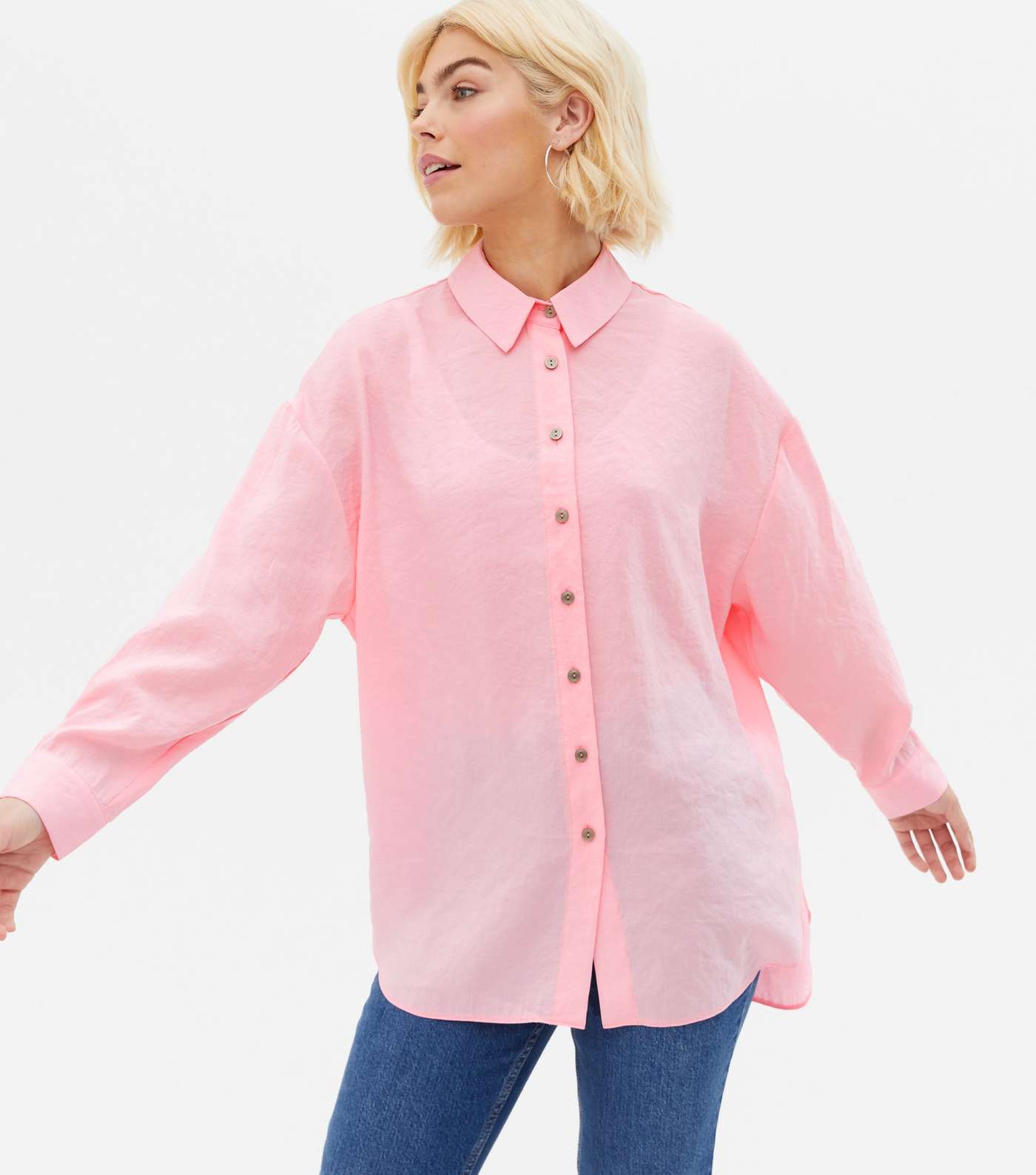 Pink Long Sleeve Oversized Shirt