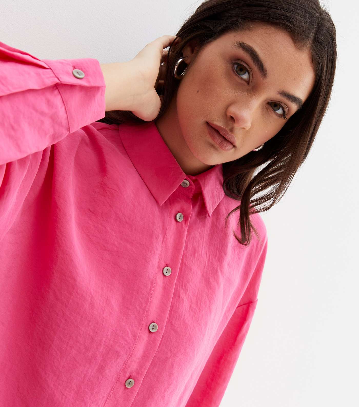 Deep Pink Long Sleeve Oversized Shirt Image 3