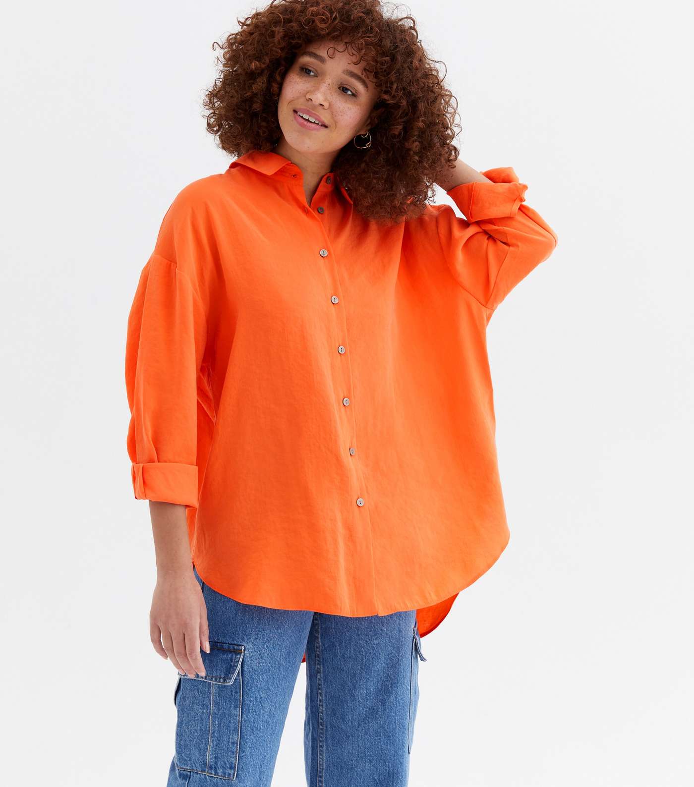 Burnt Orange Long Sleeve Oversized Shirt