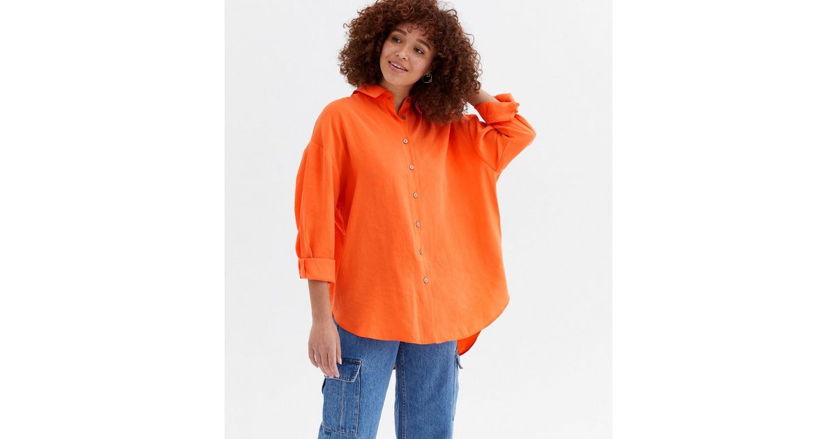Orange Long Sleeve Oversized Shirt | New Look