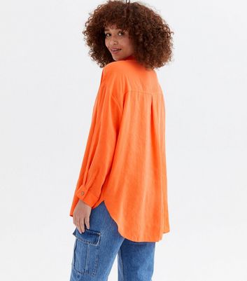 Orange Long Sleeve Oversized Shirt 