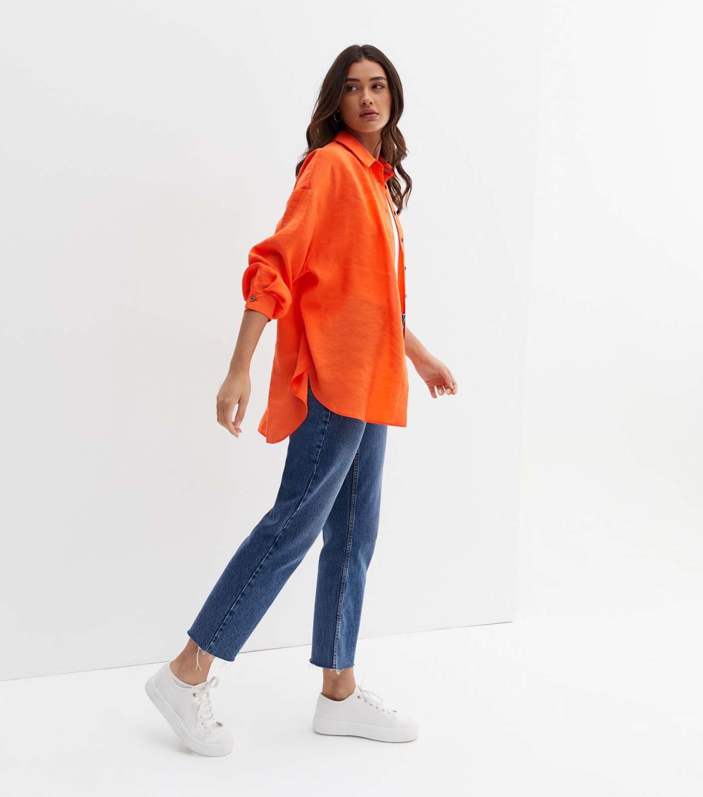 Bright Orange Long Sleeve Oversized Shirt Image 3