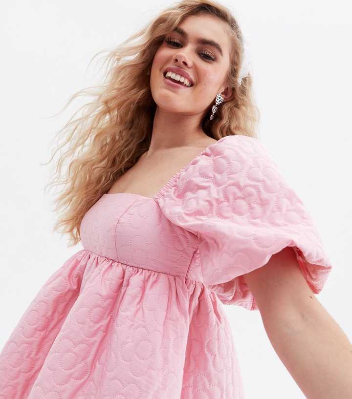Pretty in Pink Puff Sleeve Mini Dress