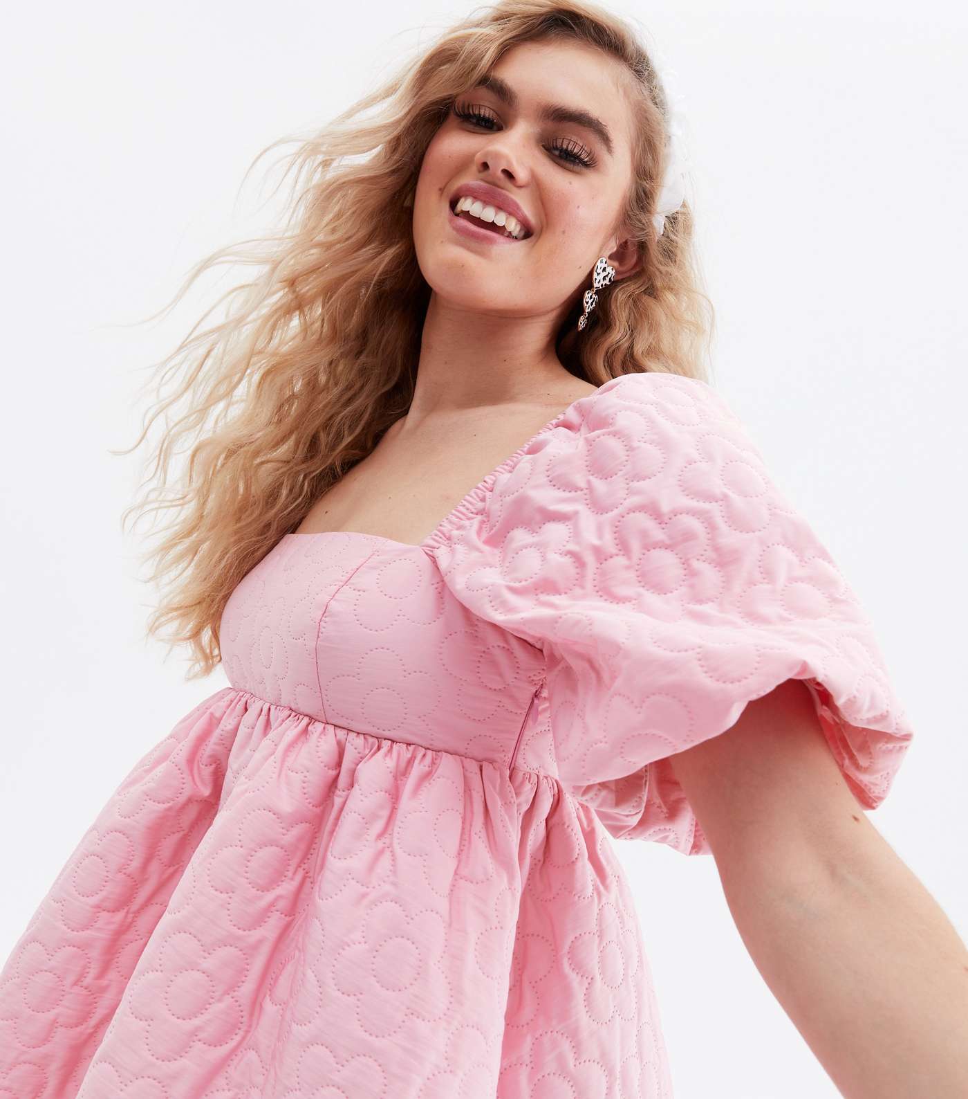 Pretty in Pink Puff Sleeve Mini Dress Image 2