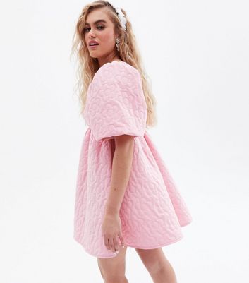 Pretty In Pink Puff Sleeve Mini Dress New Look