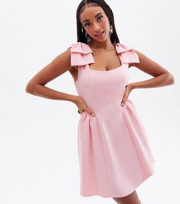 Fairytale Pink Bow Strap Mini Dress