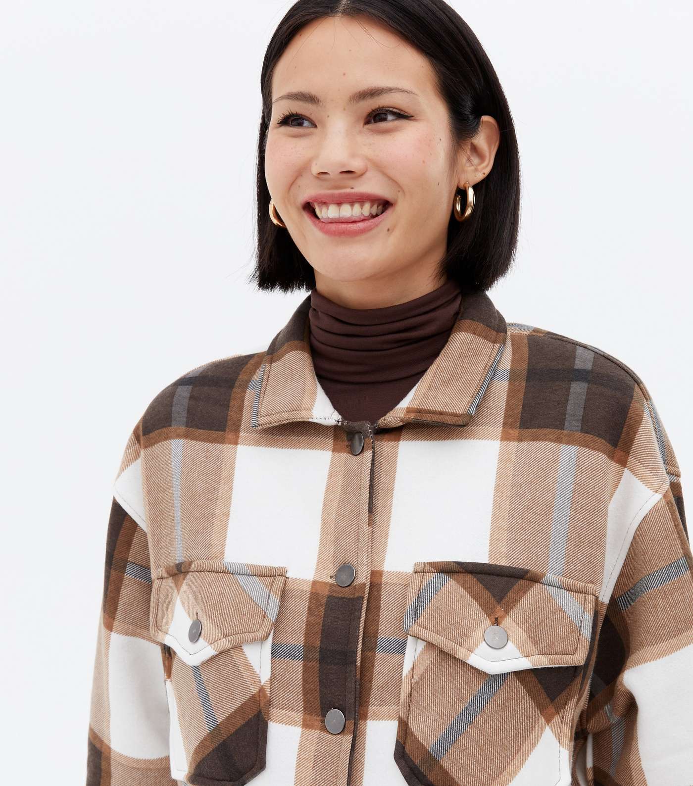 Cameo Rose Brown Check Oversized Shacket Image 3