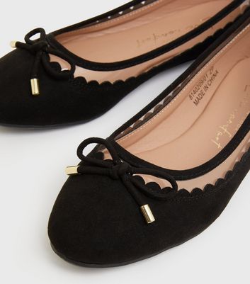 Click to view product details and reviews for Girls Black Suedette Scallop Ballet Pumps New Look Vegan.