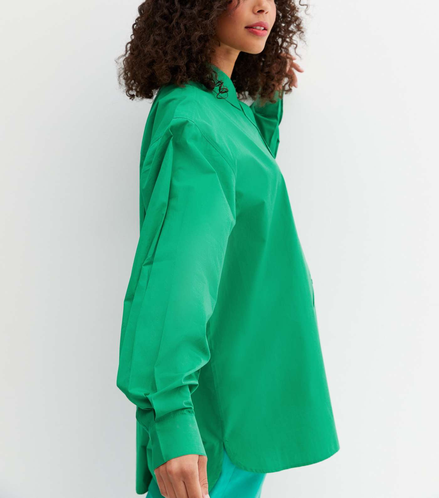 Tall Green Long Puff Sleeve Shirt Image 3