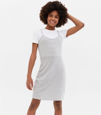Girls Grey 2-in-1 T-Shirt Dress | New Look