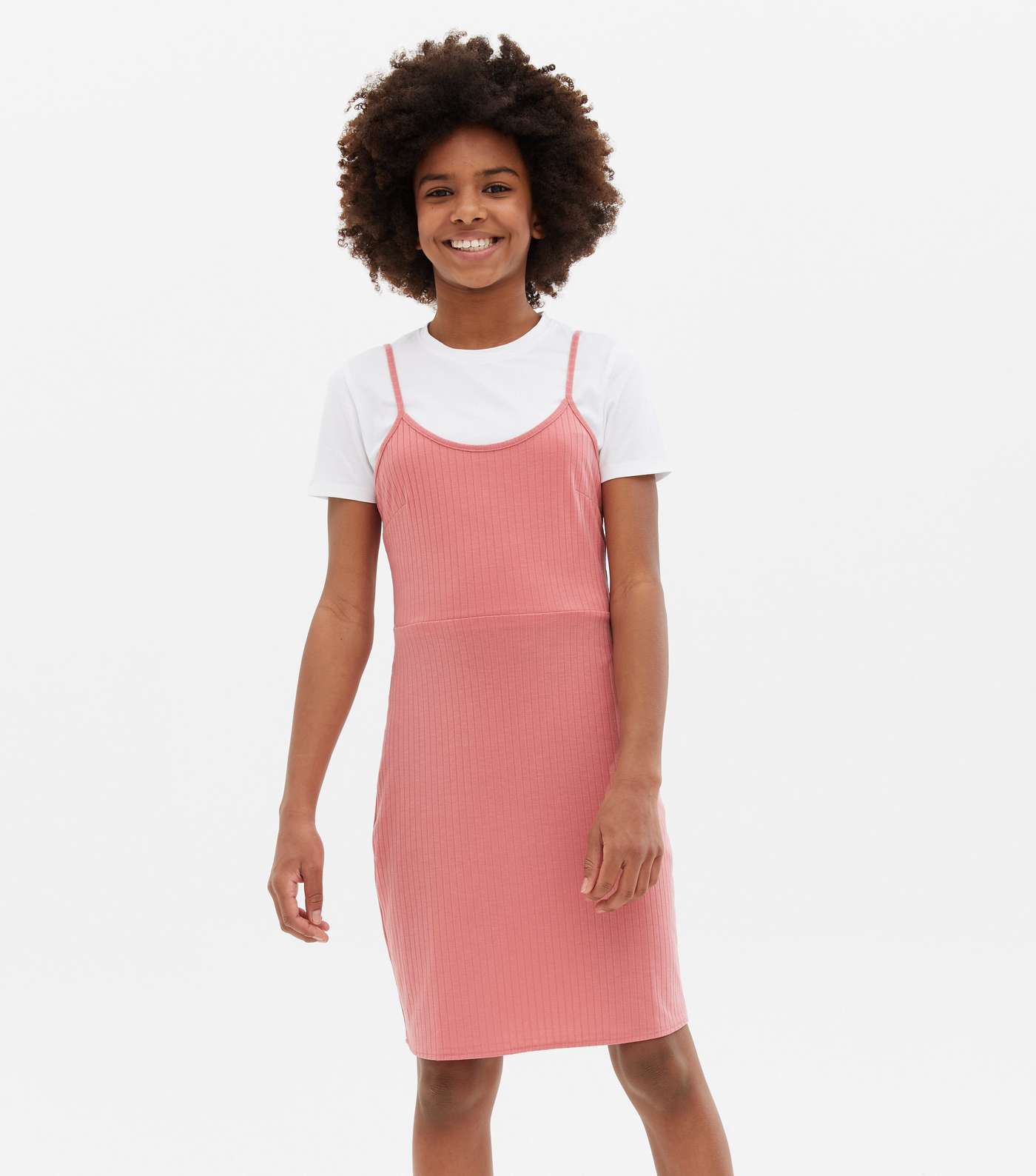 Girls Deep Pink 2-in-1 T-Shirt Dress Image 2
