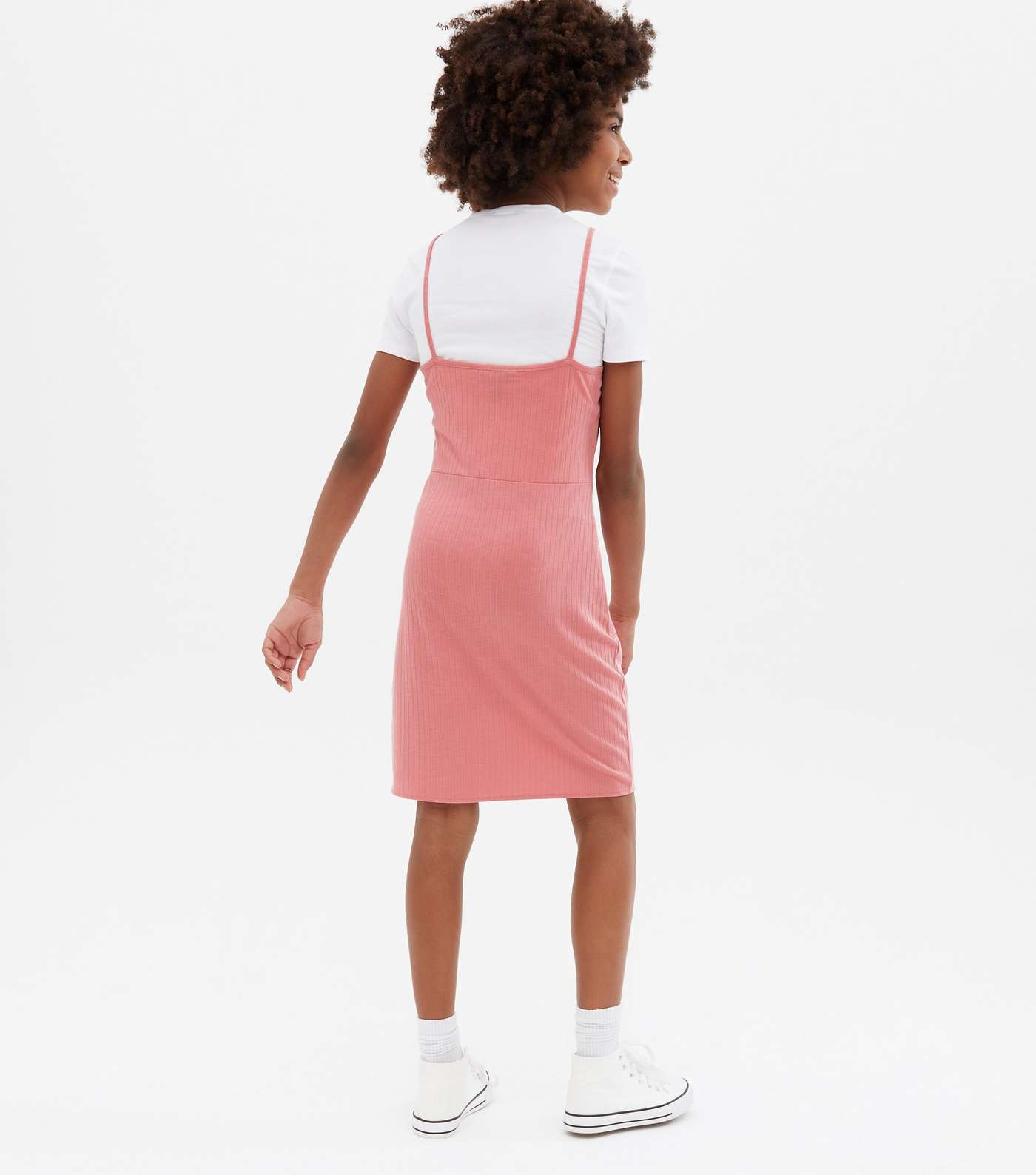 Girls Deep Pink 2-in-1 T-Shirt Dress Image 4