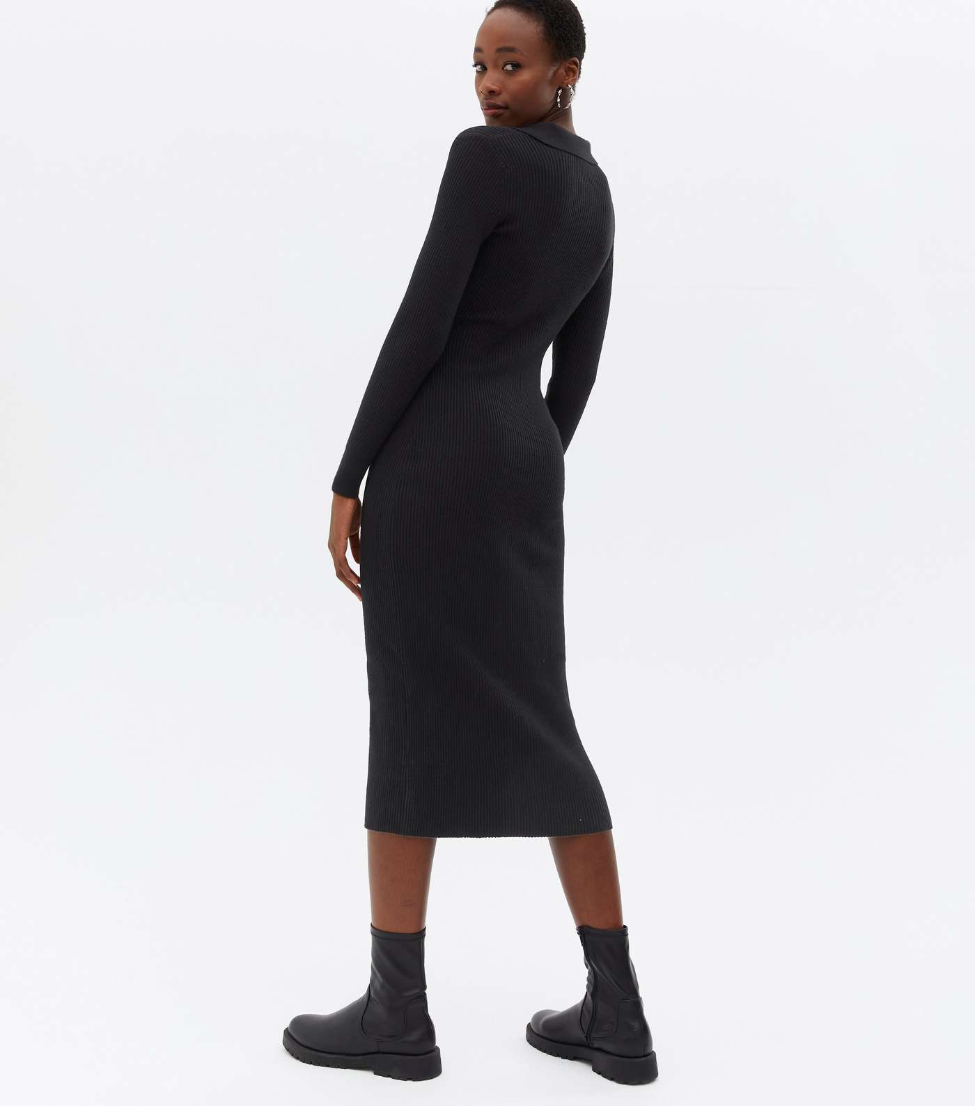 Tall Black Long Sleeve Bodycon Midi Cardigan Dress Image 4
