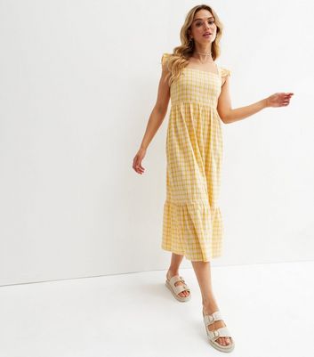 New look clearance yellow check dress