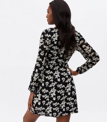 Click to view product details and reviews for Blue Vanilla Black Floral Square Neck Mini Dress New Look.