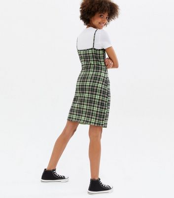 Girls Green Check 2-in-1 Short Sleeve 