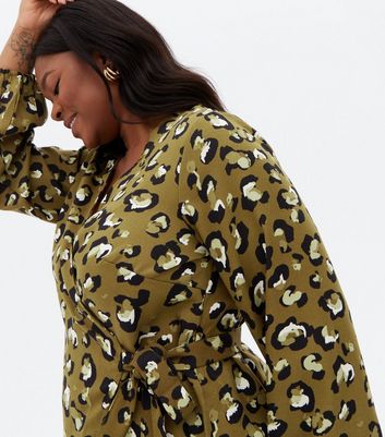 new look green leopard print blouse