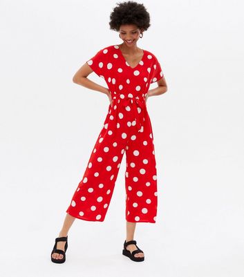 red spotted jumpsuit