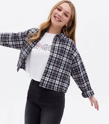 Black check shirt for girls Clearance