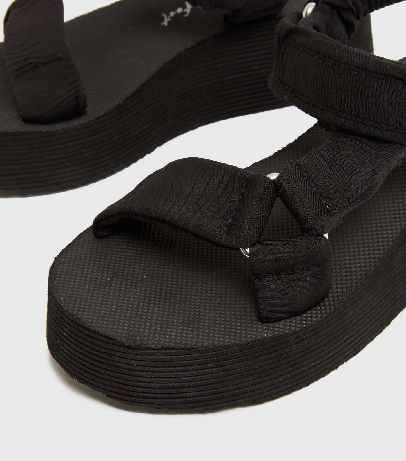 Black Strappy Chunky Wedge Sandals Image 4